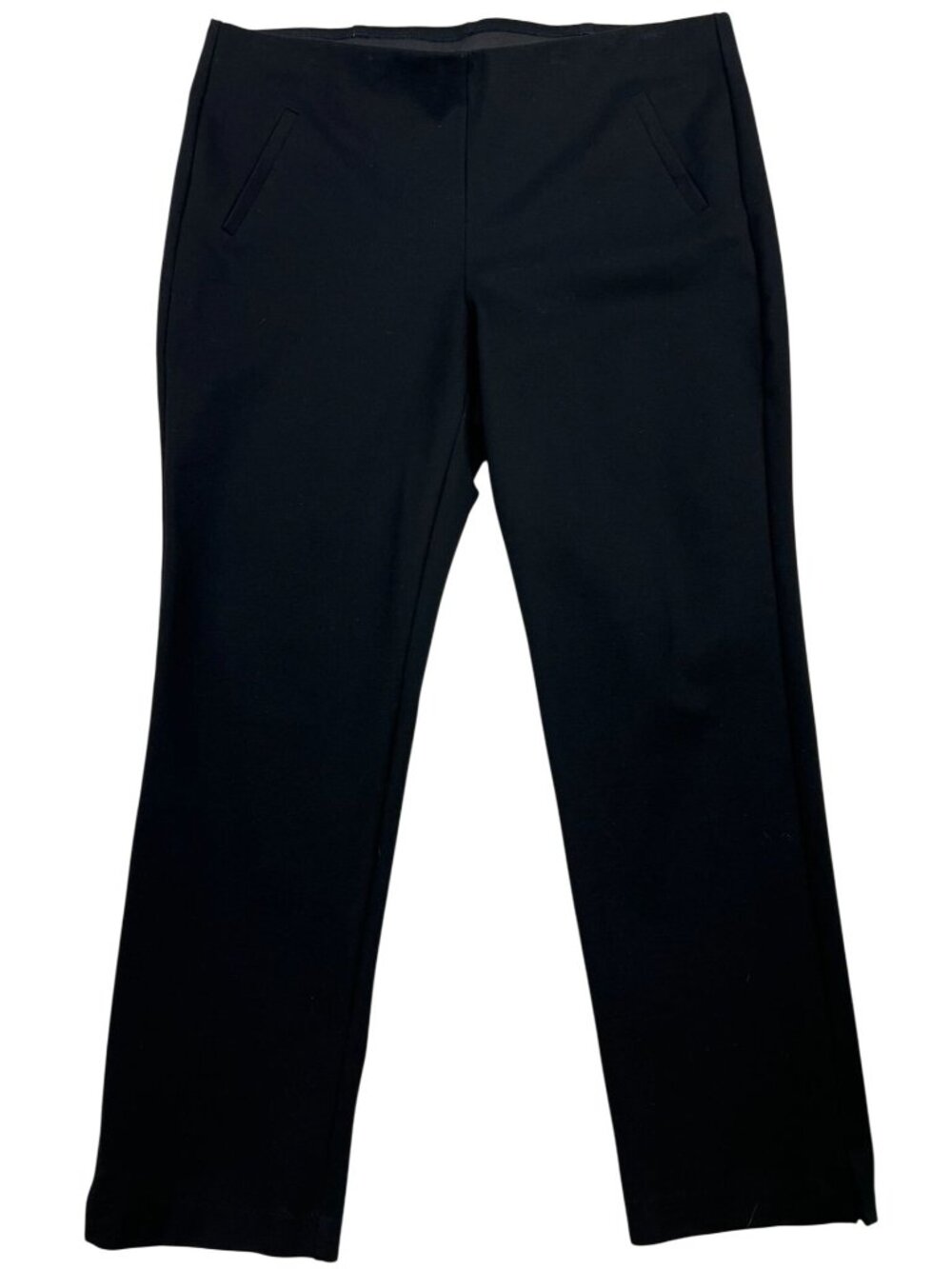 Chico's Women's Pull-On Slim Ankle Pants Flat Front Size 3R US 16R Black Solid